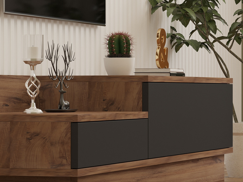 Houten TV-meubel "Asir" - 160 x 35 x 35 cm - Bruin