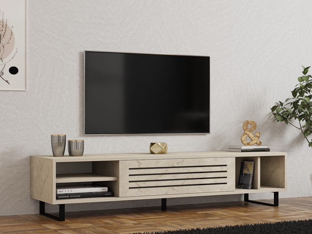 Houten TV-meubel "Safir" - 160 x 40 x 35 cm - Travertin