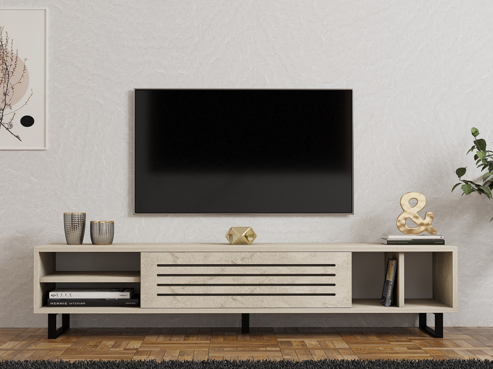 Houten TV-meubel "Safir" - 160 x 40 x 35 cm - Travertin