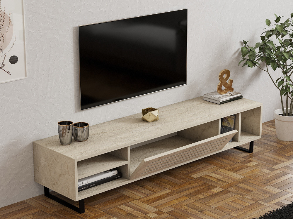 Houten TV-meubel "Safir" - 160 x 40 x 35 cm - Travertin