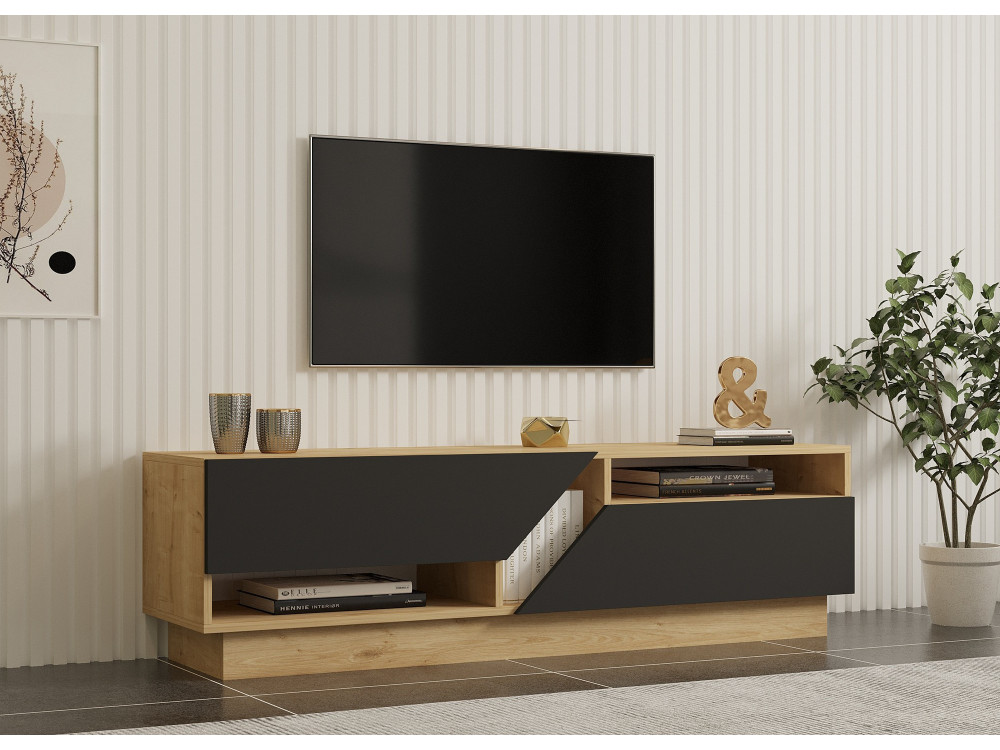Houten TV-meubel "Yaprak" - 160 x 40 x 45 cm - Saphir, Antraciet