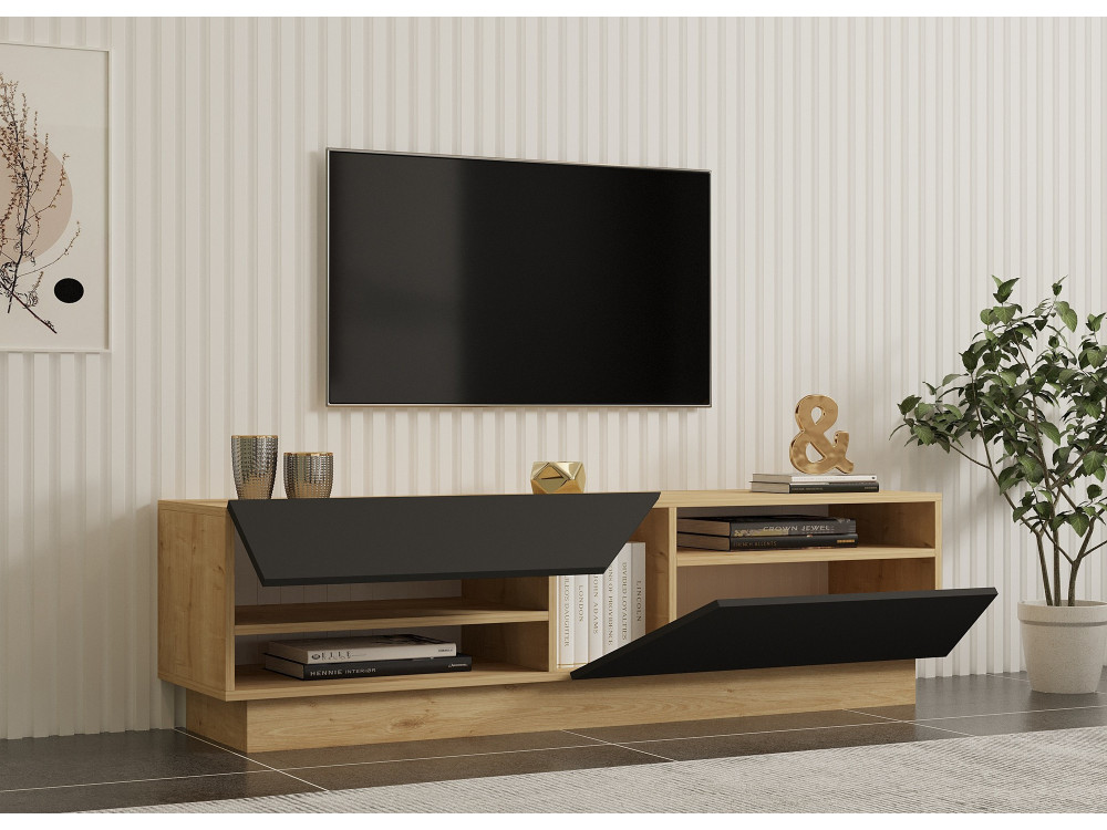 Houten TV-meubel "Yaprak" - 160 x 40 x 45 cm - Saphir, Antraciet