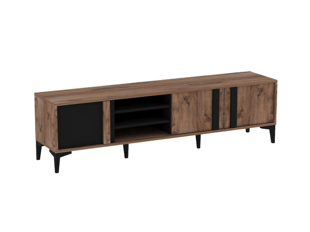 Mengu" houten TV-meubel - 180 x 40 x 50 cm - Atlantic, Antraciet