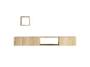 Avior" houten TV-meubel met wandplank - 180 x 32 x 25 cm - Beige