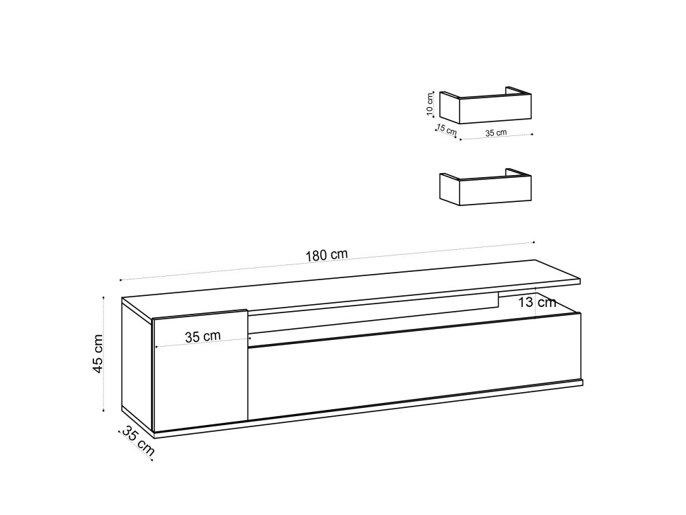 Houten TV-meubel "Alika" - 180 x 35 x 45 cm - Eik