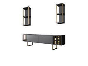 Houten TV-meubel "Gold Line" - 180 x 30 x 48 cm - AntracietZwart