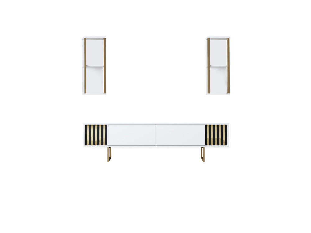 Houten TV-meubel "Gold Line" - 180 x 30 x 48 cm - WitZwart