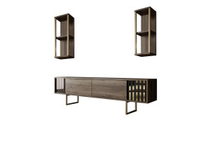 Houten TV-meubel "Gold Line" - 180 x 30 x 48 cm - NotelaarZwart