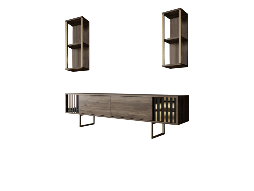 Houten TV-meubel "Gold Line" - 180 x 30 x 48 cm - NotelaarZwart