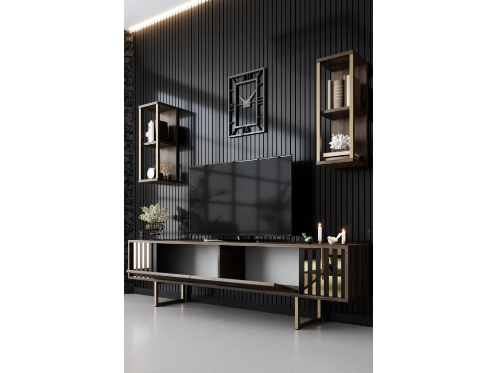 Houten TV-meubel "Gold Line" - 180 x 30 x 48 cm - NotelaarZwart