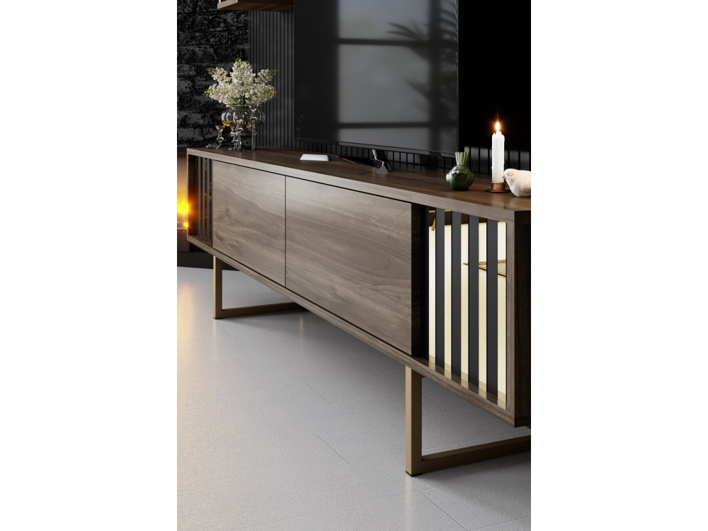 Houten TV-meubel "Gold Line" - 180 x 30 x 48 cm - NotelaarZwart
