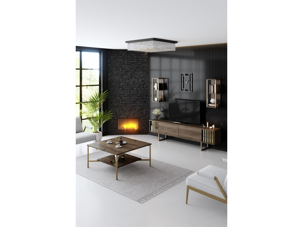 Houten TV-meubel "Gold Line" - 180 x 30 x 48 cm - NotelaarZwart