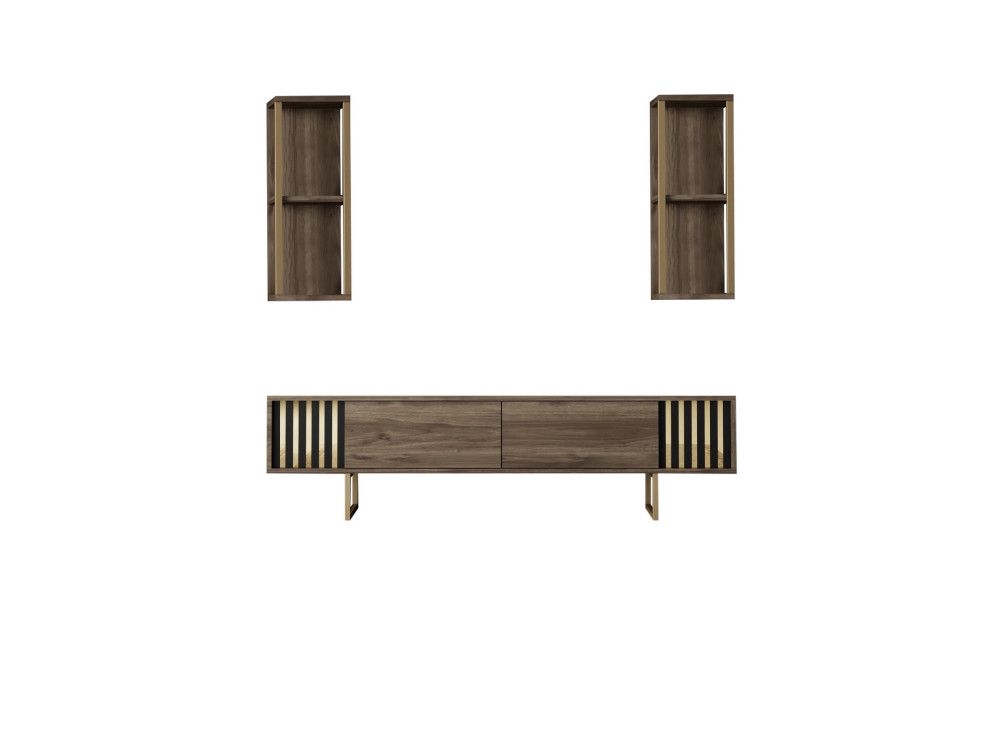Houten TV-meubel "Gold Line" - 180 x 30 x 48 cm - NotelaarZwart