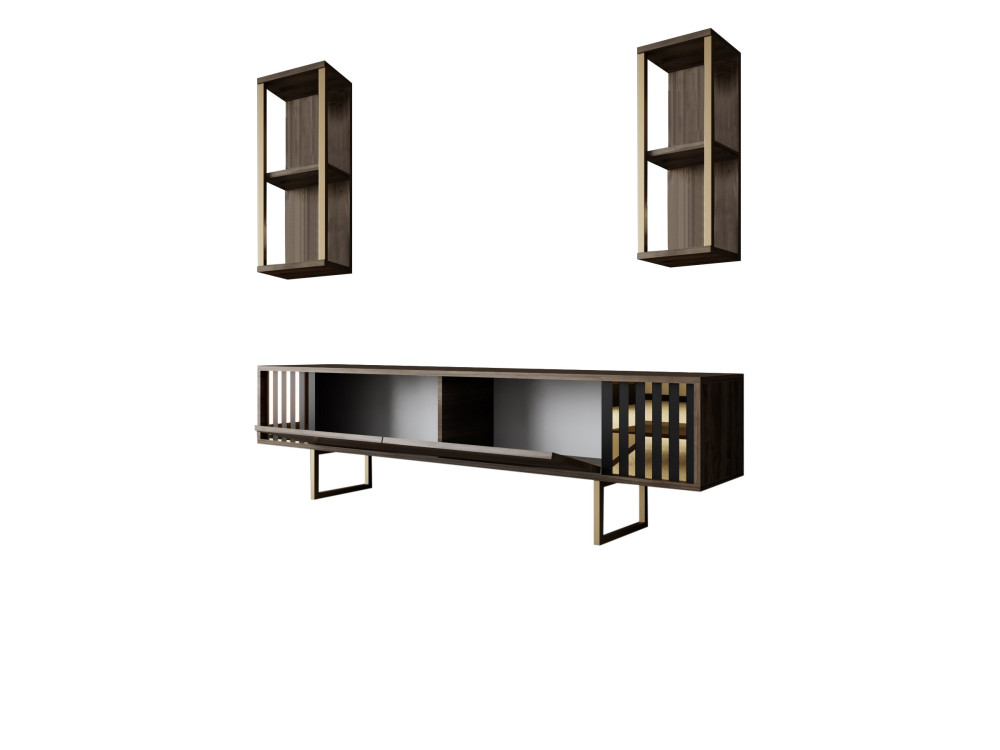 Houten TV-meubel "Gold Line" - 180 x 30 x 48 cm - NotelaarZwart