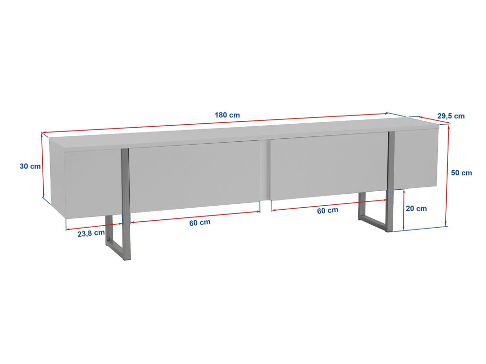 Houten TV-meubel "Serenity" 180 x 30 x 50 cm - Notelaar