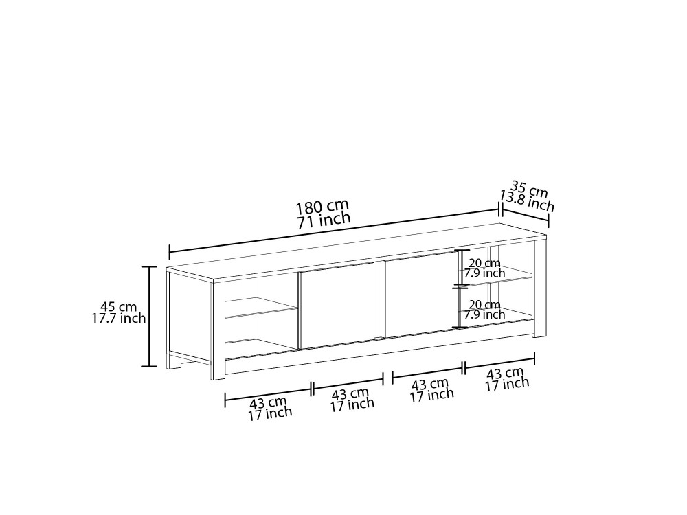 Houten TV-meubel "Aydos" 180 x 35 x 45 cm - Eik