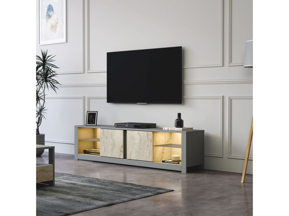 Houten TV-meubel "Aydos" 180 x 35 x 45 cm - Grijs