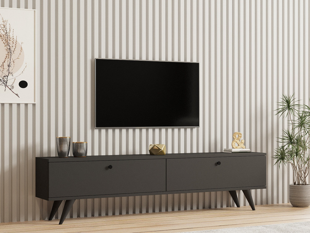 Houten TV-meubel "Parlak" - 160 x 25 x 40 cm - Antracietgrijs