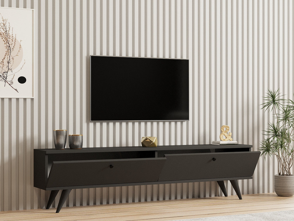 Houten TV-meubel "Parlak" - 160 x 25 x 40 cm - Antracietgrijs