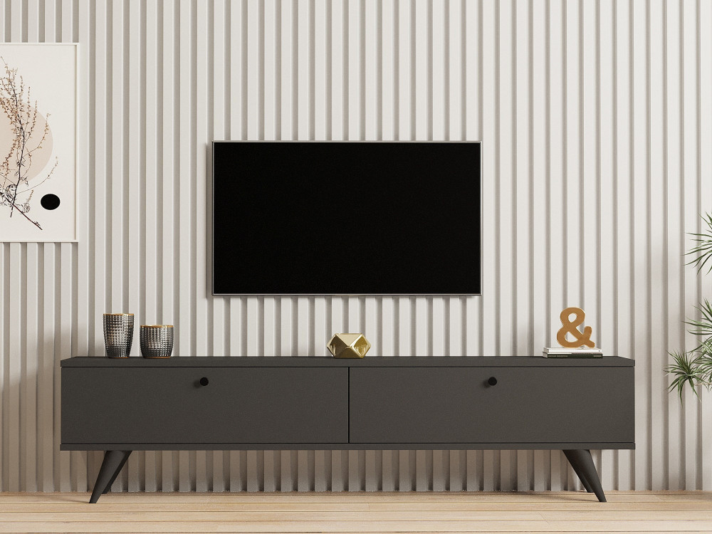 Houten TV-meubel "Parlak" - 160 x 25 x 40 cm - Antracietgrijs