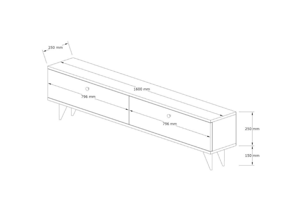 Houten TV-meubel "Parlak" - 160 x 25 x 40 cm - Antracietgrijs