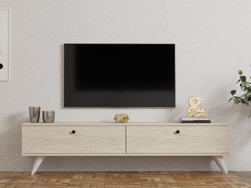 Houten TV-meubel "Parlak" - 160 x 25 x 40 cm - Beige