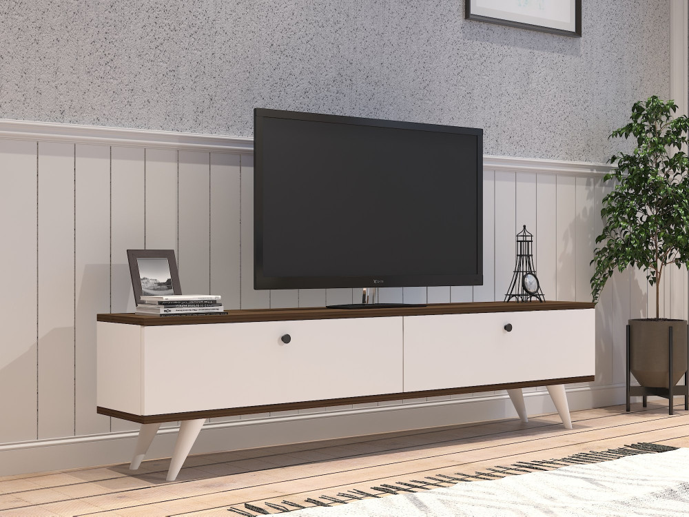 Houten TV-meubel "Parlak" - 160 x 25 x 40 cm - Wit