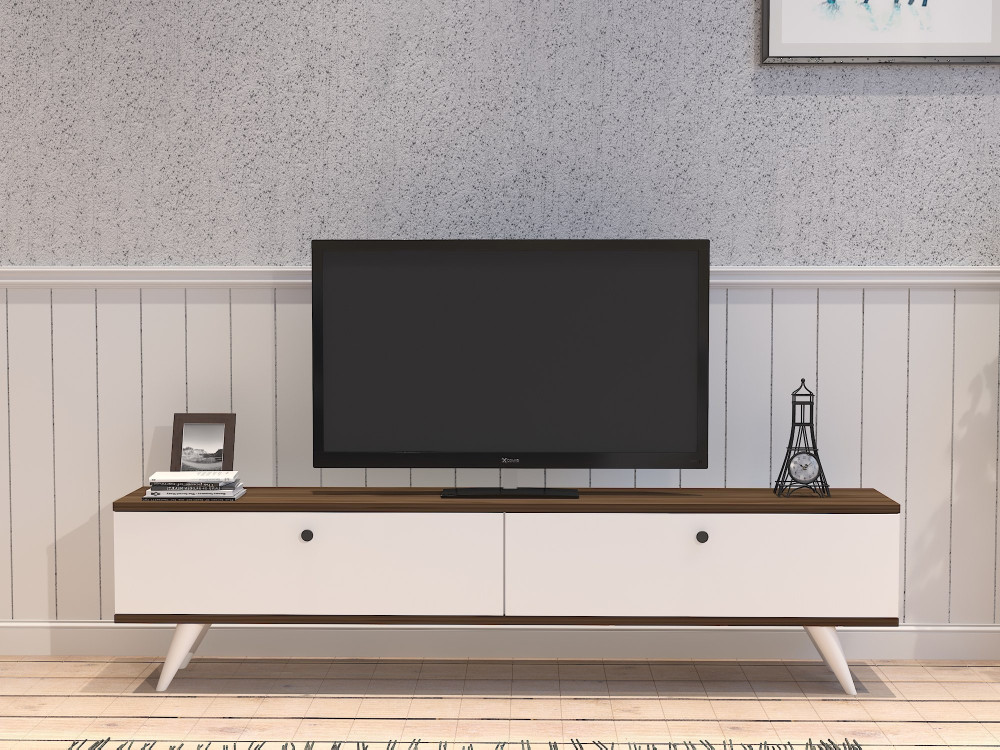 Houten TV-meubel "Parlak" - 160 x 25 x 40 cm - Wit