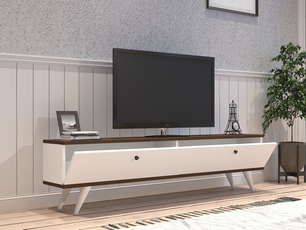 Houten TV-meubel "Parlak" - 160 x 25 x 40 cm - Wit