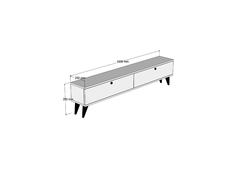 Houten TV-meubel "Parlak" - 160 x 25 x 40 cm - Wit