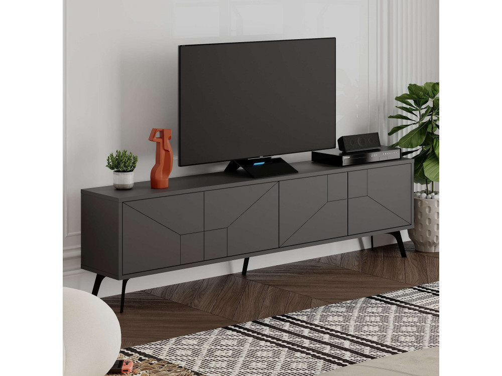Houten TV-meubel "Dune" - 180 x 29 x 50 cm - Antracietgrijs
