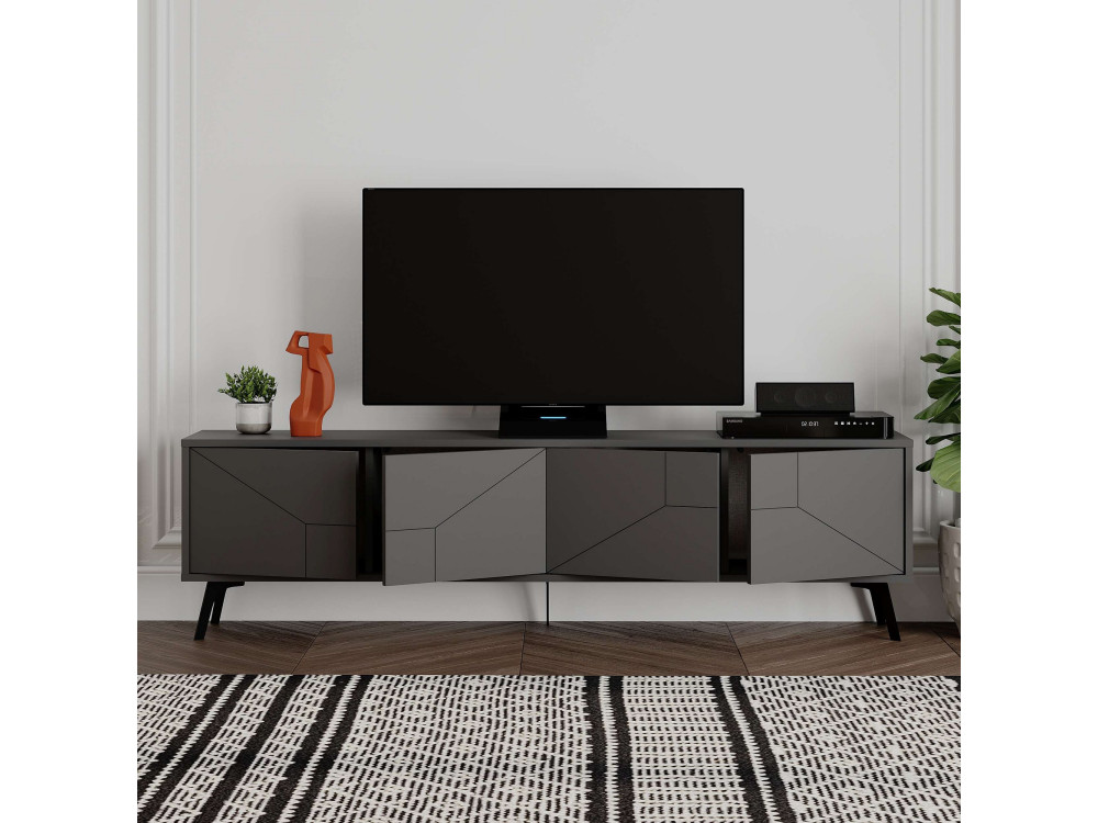 Houten TV-meubel "Dune" - 180 x 29 x 50 cm - Antracietgrijs