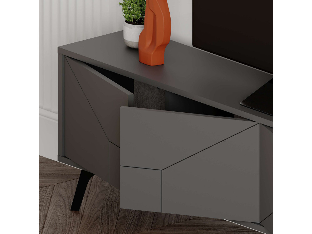 Houten TV-meubel "Dune" - 180 x 29 x 50 cm - Antracietgrijs