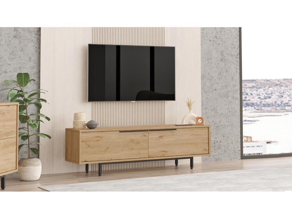 Calvin" houten TV-meubel - 160 x 35 x 45 cm - Bruin