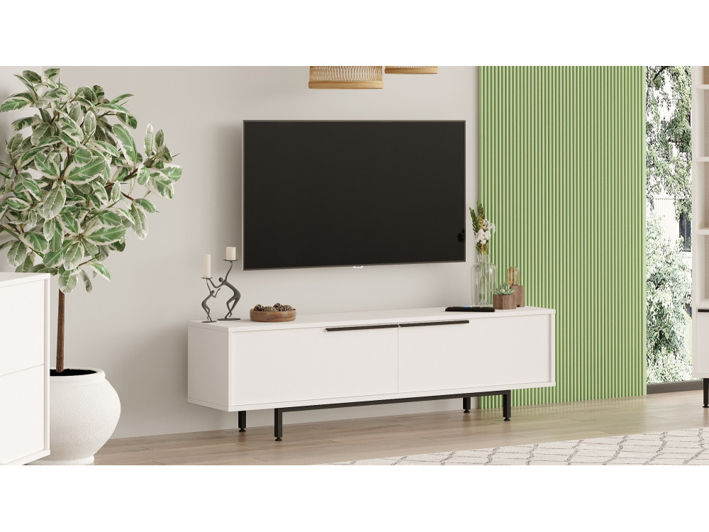 Calvin" houten TV-meubel - 160 x 35 x 45 cm - Wit