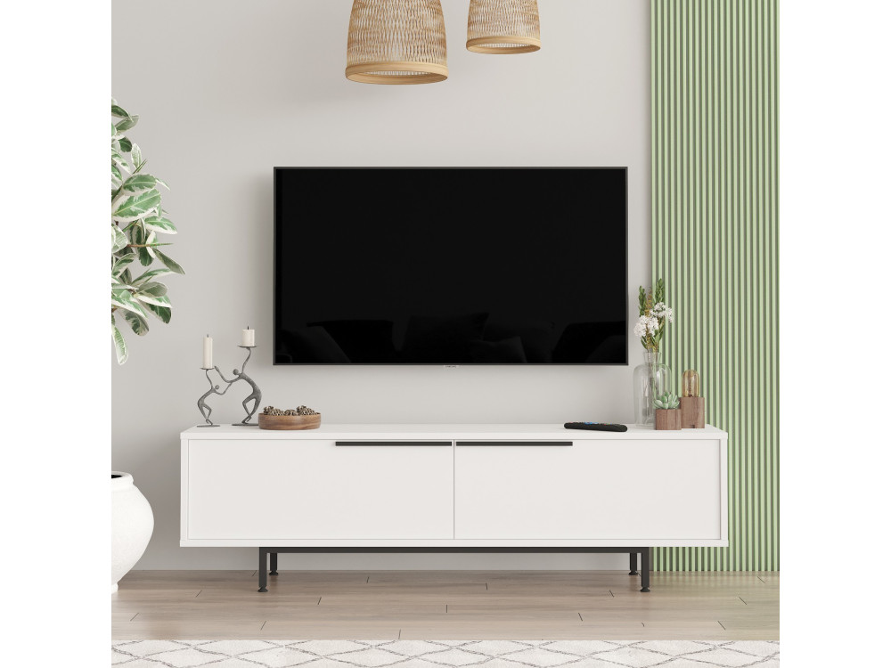 Calvin" houten TV-meubel - 160 x 35 x 45 cm - Wit