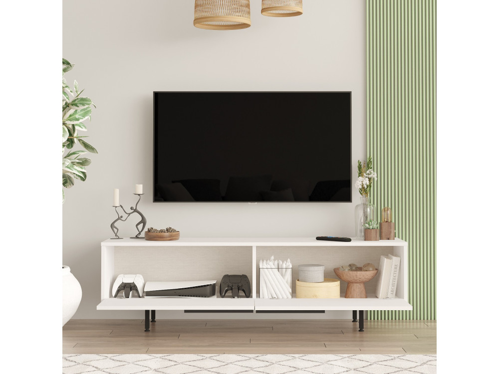 Calvin" houten TV-meubel - 160 x 35 x 45 cm - Wit