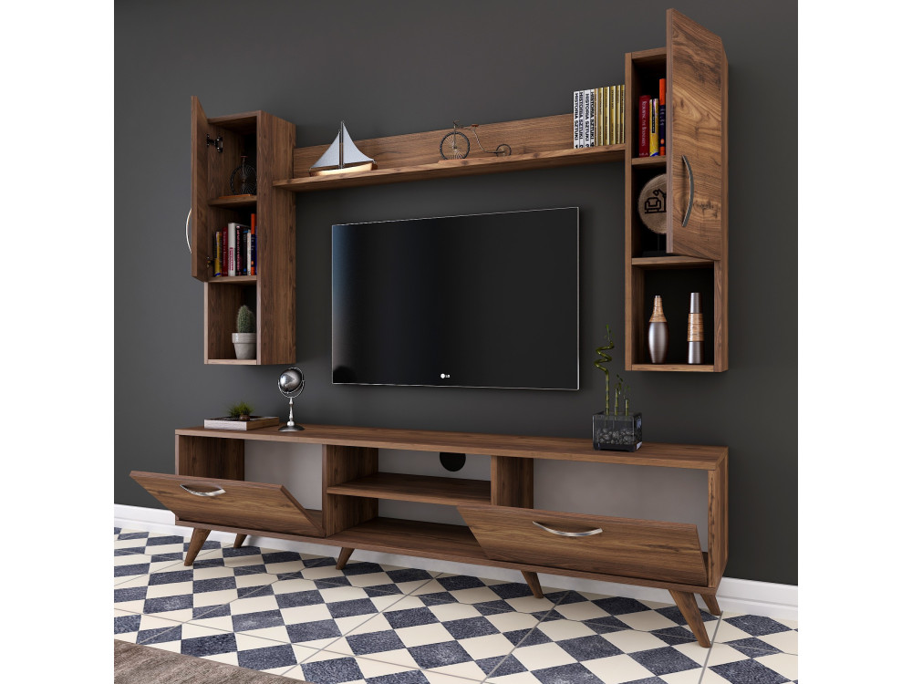 Houten TV-meubel "Mezalun" - 180 x 35 x 48 cm - Bruin