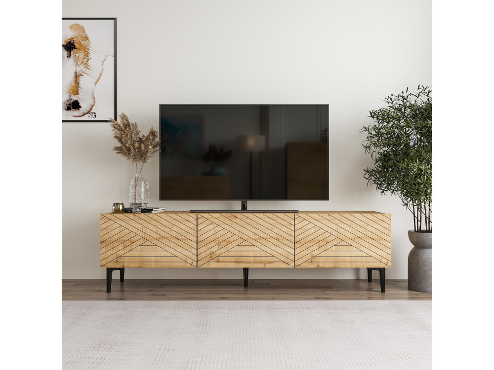 Felix" houten TV-meubel 160 x 31,4 x 44,1 cm - Saffier eiken