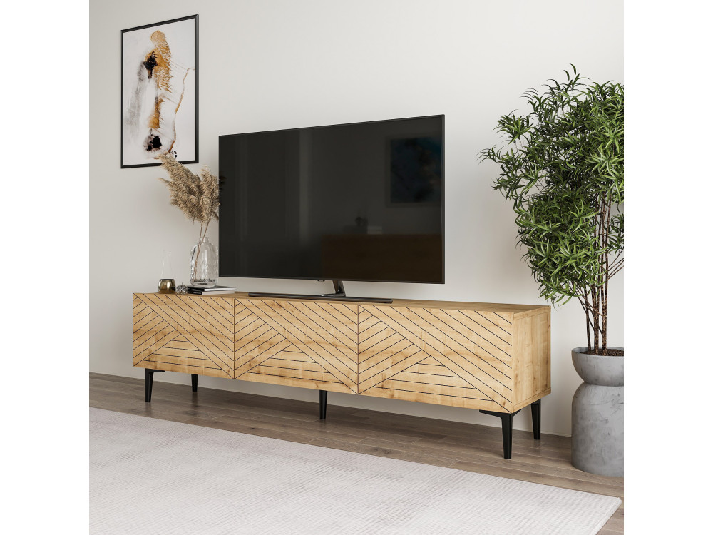 Felix" houten TV-meubel 160 x 31,4 x 44,1 cm - Saffier eiken