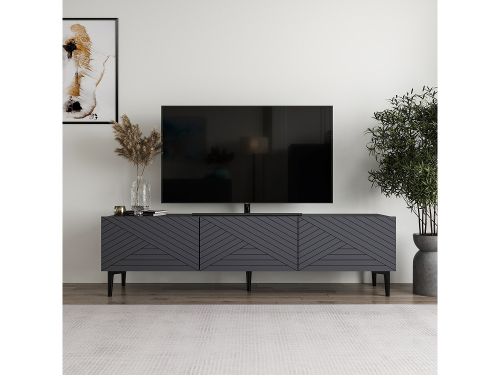 Felix" houten TV-meubel 160 x 31,4 x 44,1 cm - Antraciet