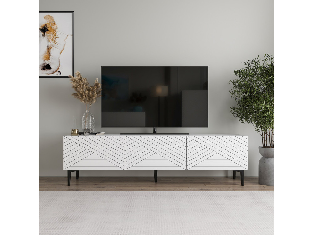 Felix" houten TV-meubel - 160 x 31 x 44 cm - Wit