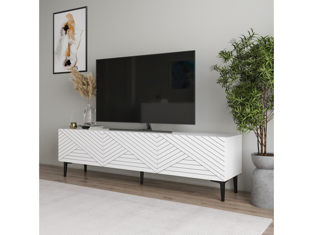 Felix" houten TV-meubel - 160 x 31 x 44 cm - Wit