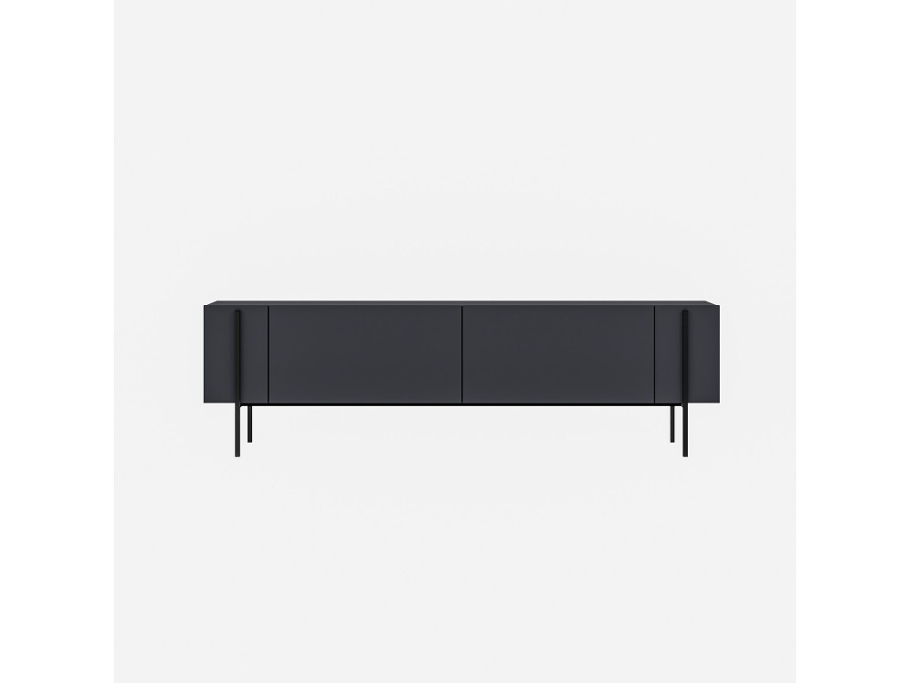 Houten Herman" TV-meubel - 160 x 31 x 45 cm - Antraciet grijs