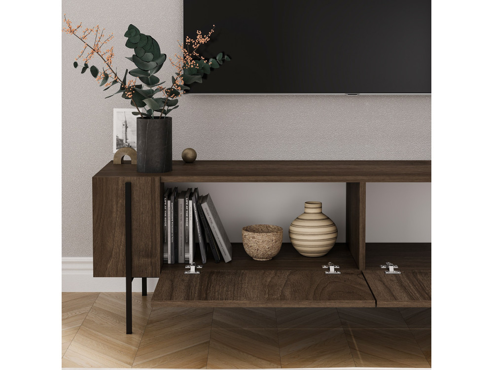 Houten TV-meubel Herman" - 160 x 31 x 45 cm - Bruin