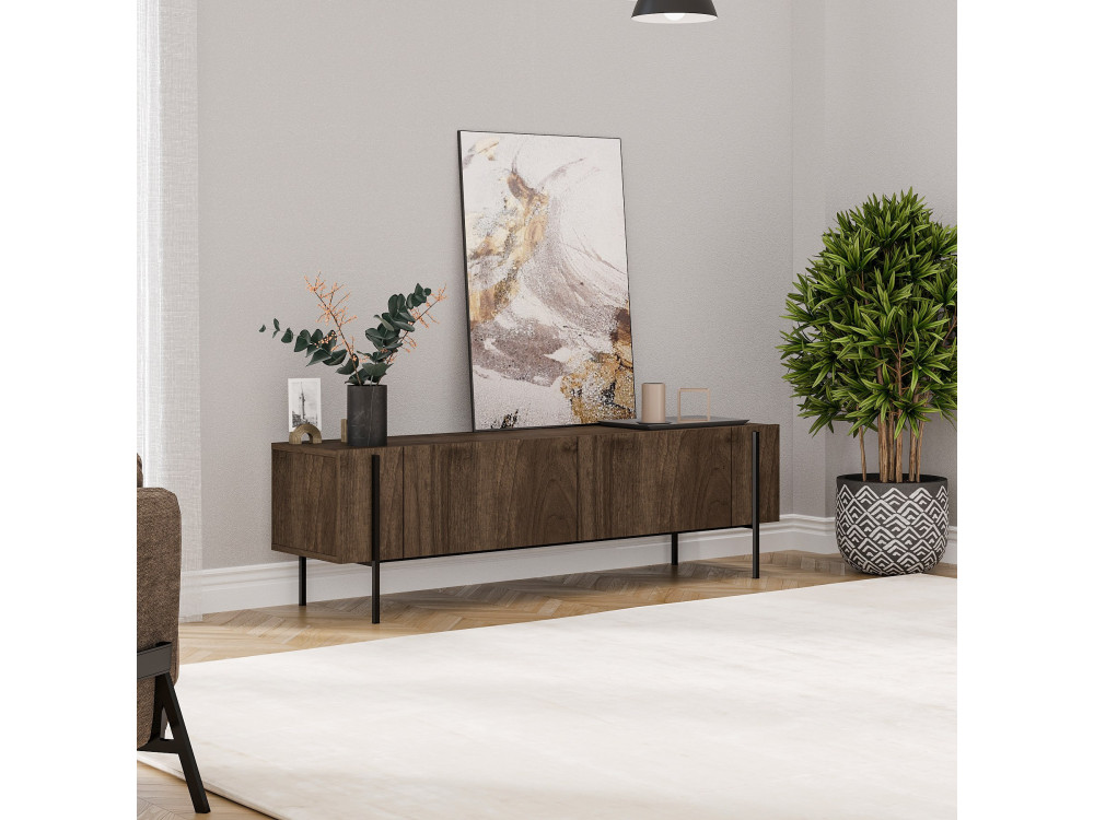Houten TV-meubel Herman" - 160 x 31 x 45 cm - Bruin