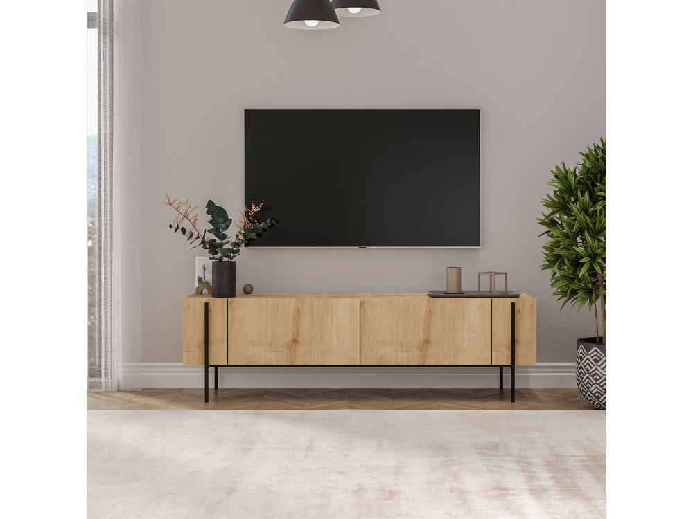 Houten TV-meubel Herman" - 160 x 31 x 45 cm - Beige