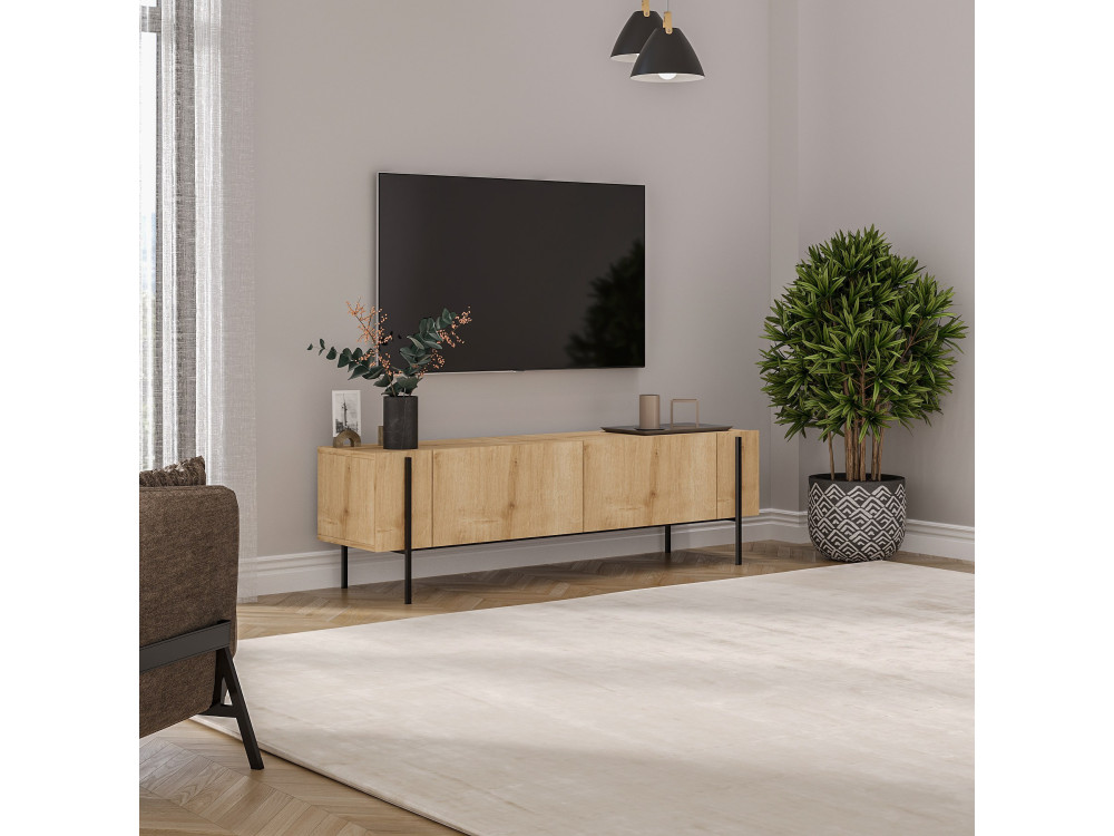 Houten TV-meubel Herman" - 160 x 31 x 45 cm - Beige