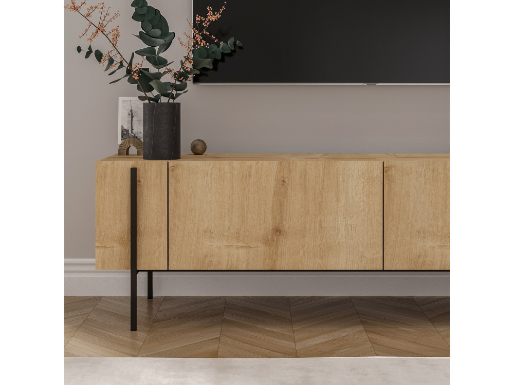 Houten TV-meubel Herman" - 160 x 31 x 45 cm - Beige