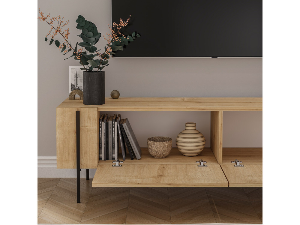 Houten TV-meubel Herman" - 160 x 31 x 45 cm - Beige